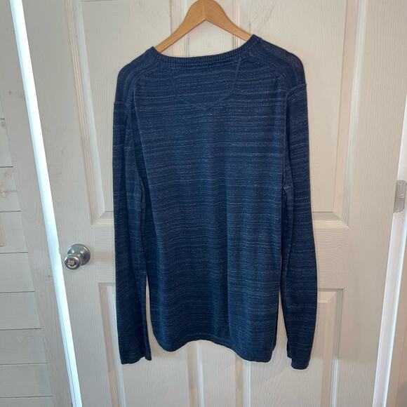 Eddie Bauer V Neck Sweater Men’s Size Large TALL Cotton Merino Wool Blend Blue - Picture 2 of 7